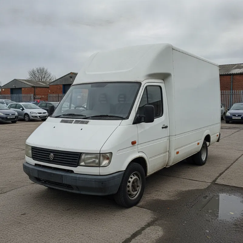 An LDV Convoy large panel van parked on a UK industrial estate forecourt