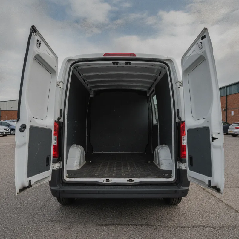 The open rear load area of a Fiat Scudo medium panel van