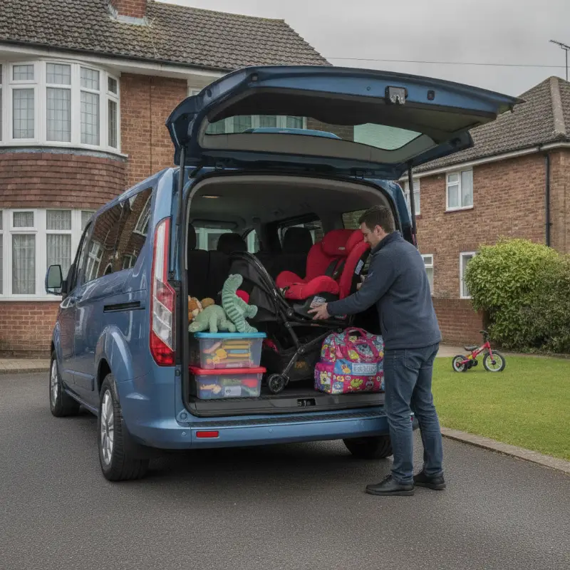 A Ford Tourneo passenger van parked outside a UK family home
