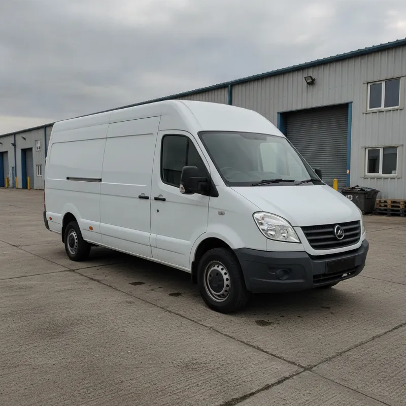 An LDV V80 large panel van parked on a UK industrial estate forecourt