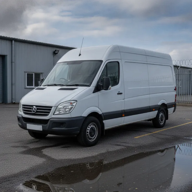 An LDV V80 large panel van parked on a UK industrial estate forecourt