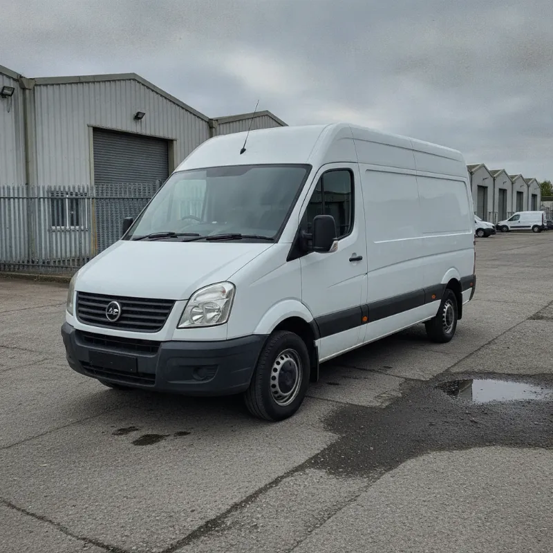 An LDV V80 large panel van parked on a UK industrial estate forecourt