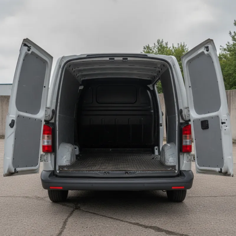 The open rear load area of a Volkswagen T28 short-wheelbase panel van
