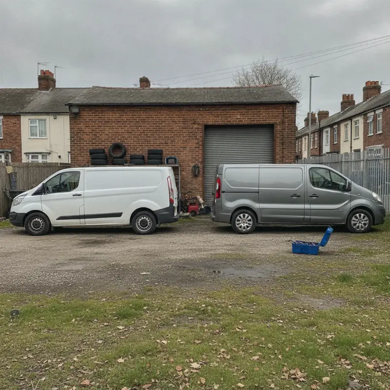 Two medium panel vans parked side by side for comparison